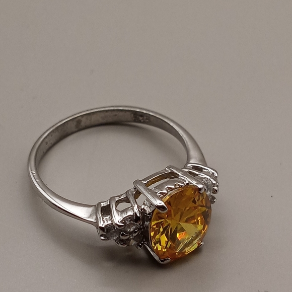 Canary Yellow Stone CZ Sterling Silver Ring - Picture 4 of 9